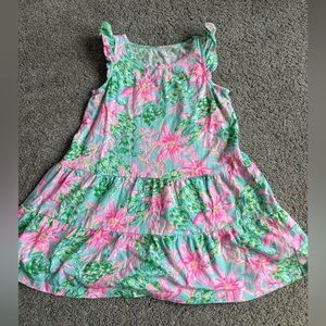 Lilly Pulitzer Pink and Green Floral Dress size S (4-5) EUC